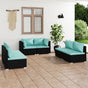 6 Piece Garden Lounge Set with Cushions Poly Rattan Black