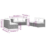 6 Piece Garden Lounge Set with Cushions Poly Rattan Grey