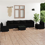 7 Piece Garden Lounge Set with Cushions Poly Rattan Black