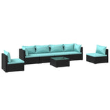7 Piece Garden Lounge Set with Cushions Poly Rattan Black