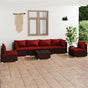 7 Piece Garden Lounge Set with Cushions Poly Rattan Brown