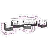 7 Piece Garden Lounge Set with Cushions Poly Rattan Grey - Extra Image