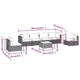 7 Piece Garden Lounge Set with Cushions Poly Rattan Grey