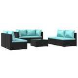 7 Piece Garden Lounge Set with Cushions Poly Rattan Black