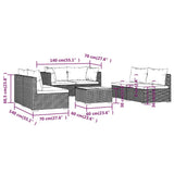 7 Piece Garden Lounge Set with Cushions Poly Rattan Black - Extra Image
