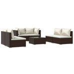 7 Piece Garden Lounge Set with Cushions Poly Rattan Brown