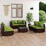7 Piece Garden Lounge Set with Cushions Poly Rattan Brown