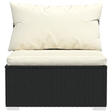 8 Piece Garden Lounge Set with Cushions Poly Rattan Black - Rear View