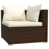 8 Piece Garden Lounge Set with Cushions Poly Rattan Brown - Side View