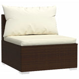 8 Piece Garden Lounge Set with Cushions Poly Rattan Brown - 45-Degree Angle