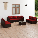 8 Piece Garden Lounge Set with Cushions Poly Rattan Brown