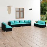 8 Piece Garden Lounge Set with Cushions Poly Rattan Black