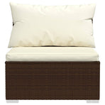 8 Piece Garden Lounge Set with Cushions Poly Rattan Brown