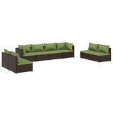 8 Piece Garden Lounge Set with Cushions Poly Rattan Brown