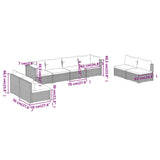 8 Piece Garden Lounge Set with Cushions Poly Rattan Brown - Close-Up Angle