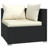 9 Piece Garden Lounge Set with Cushions Poly Rattan Black - Side View