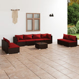 9 Piece Garden Lounge Set with Cushions Poly Rattan Brown