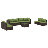 9 Piece Garden Lounge Set with Cushions Poly Rattan Brown