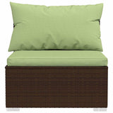 7 Piece Garden Lounge Set with Cushions Poly Rattan Brown - Rear View