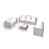 8 Piece Garden Lounge Set with Cushions Poly Rattan Brown - Extra Image