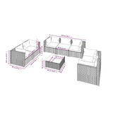 8 Piece Garden Lounge Set with Cushions Poly Rattan Grey - Extra Image