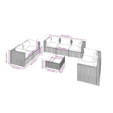 8 Piece Garden Lounge Set with Cushions Poly Rattan Grey - Extra Image