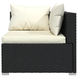 8 Piece Garden Lounge Set with Cushions Poly Rattan Black - Rear View