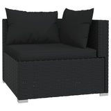 8 Piece Garden Lounge Set with Cushions Poly Rattan Black - 45-Degree Angle