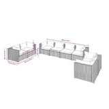 8 Piece Garden Lounge Set with Cushions Poly Rattan Brown - Close-Up Angle