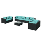 9 Piece Garden Lounge Set with Cushions Poly Rattan Black