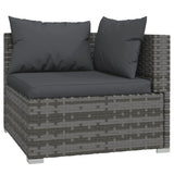 9 Piece Garden Lounge Set with Cushions Poly Rattan Grey - 45-Degree Angle