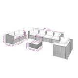 9 Piece Garden Lounge Set with Cushions Poly Rattan Grey - Extra Image