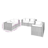 6 Piece Garden Lounge Set with Cushions Poly Rattan Brown - 45-Degree Angle