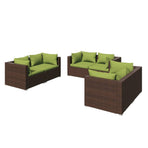 6 Piece Garden Lounge Set with Cushions Poly Rattan Brown