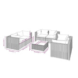 7 Piece Garden Lounge Set with Cushions Poly Rattan Black - Close-Up Angle