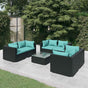 7 Piece Garden Lounge Set with Cushions Poly Rattan Black