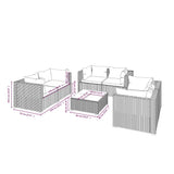 7 Piece Garden Lounge Set with Cushions Poly Rattan Brown - Close-Up Angle