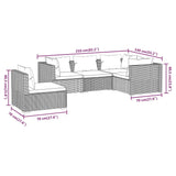 5 Piece Garden Lounge Set with Cushions Poly Rattan Black - Close-Up Angle