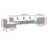 6 Piece Garden Lounge Set with Cushions Poly Rattan Brown - Close-Up Angle