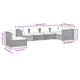 6 Piece Garden Lounge Set with Cushions Poly Rattan Grey - Close-Up Angle