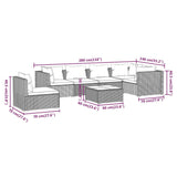 7 Piece Garden Lounge Set with Cushions Poly Rattan Brown