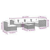 7 Piece Garden Lounge Set with Cushions Poly Rattan Grey - Extra Image