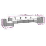 7 Piece Garden Lounge Set with Cushions Poly Rattan Grey - Close-Up Angle
