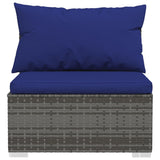 7 Piece Garden Lounge Set with Cushions Poly Rattan Grey
