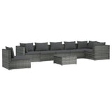 8 Piece Garden Lounge Set with Cushions Poly Rattan Grey