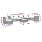 8 Piece Garden Lounge Set with Cushions Poly Rattan Grey - Extra Image