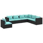 7 Piece Garden Lounge Set with Cushions Poly Rattan Black