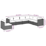 7 Piece Garden Lounge Set with Cushions Poly Rattan Black - Close-Up Angle
