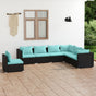 7 Piece Garden Lounge Set with Cushions Poly Rattan Black