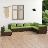 7 Piece Garden Lounge Set with Cushions Poly Rattan Brown